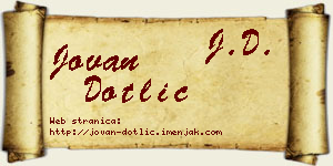 Jovan Dotlić vizit kartica